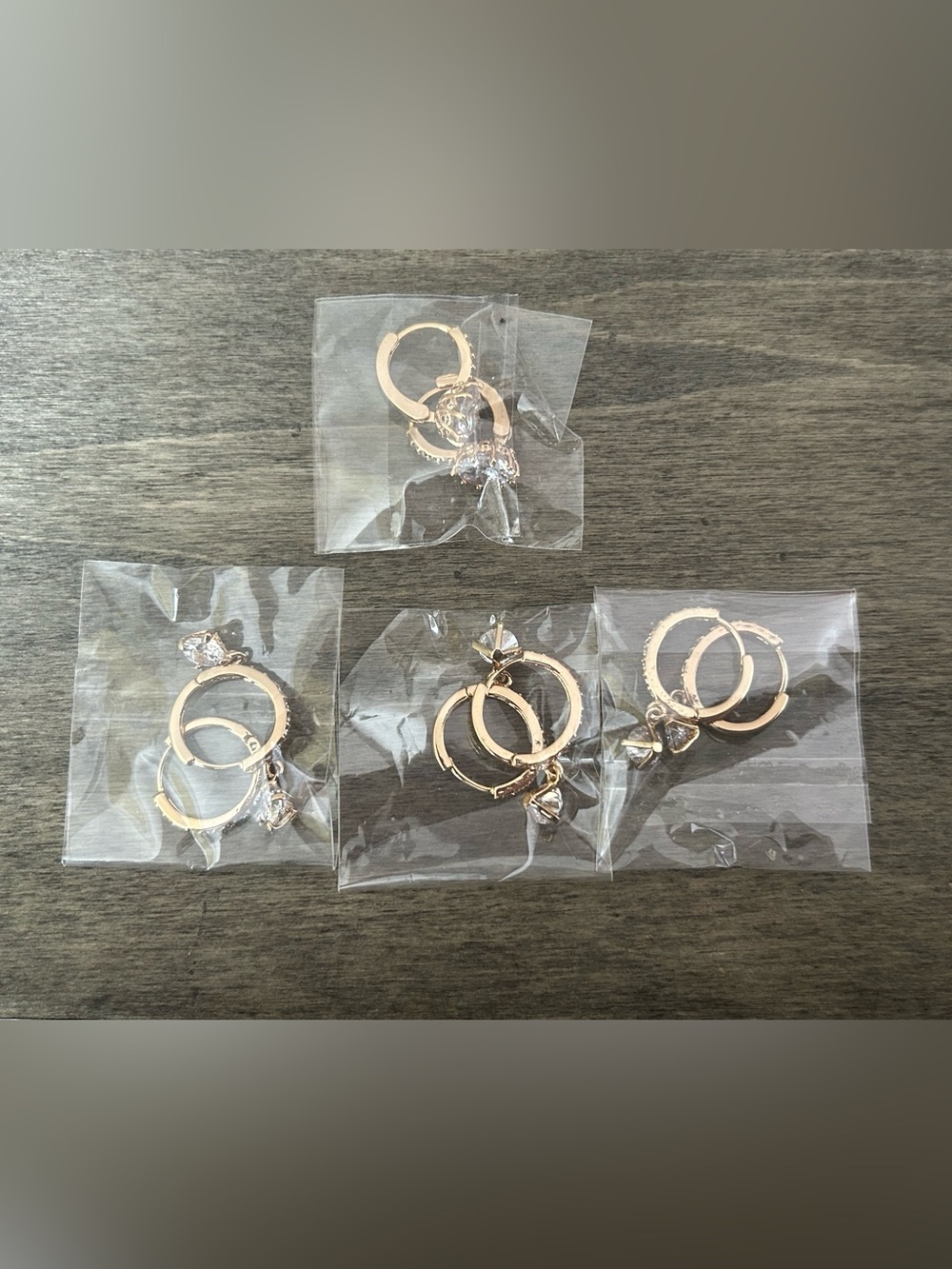 Gold Hoop Earrings with Clear Cz Charm Bundle - Women Jewelry